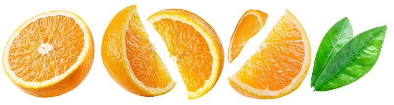 Orange and slice Isolated on white