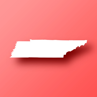 Tennessee Abstract Backdrop Tennessee Map On Red Background With Shadow Stock Illustration ...