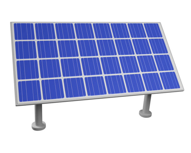 panel solar 3d aislado sobre fondo blanco. energía alternativa. renderizado 3d - solarpanel fotografías e imágenes de stock