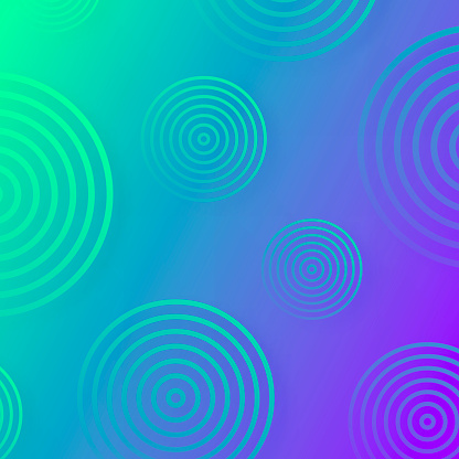 Modern and trendy abstract background with gradient color cirlces, looking like targets. This illustration can be used for your design, with space for your text (colors used: Green, Turquoise, Blue, Purple, Pink). Vector Illustration (EPS10, well layered and grouped), format (1:1). Easy to edit, manipulate, resize or colorize.