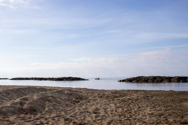 istock Beautiful Seascape, Sandy beach, Clouds Reflected in the Water, Natural Minimalistic Background and Texture, Panoramic View Banner 1440711960