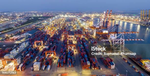 Shipyard Cargo Container Sea Port Freight Forwarding Service Logistics And Transportation International Shipping Depot Custom Port For Import Export Trade Transport Business Manufacturing Shipping Stock Photo - Download Image Now