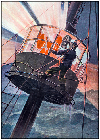 Antique Image Lightvessel Or Lightship Ruytingen Stock Illustration ...