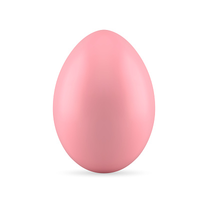 Easter pink egg glossy traditional festive holiday creative decor element 3d icon realistic vector illustration. Bring candy sweet treat chicken healthy product natural food art decorative figure