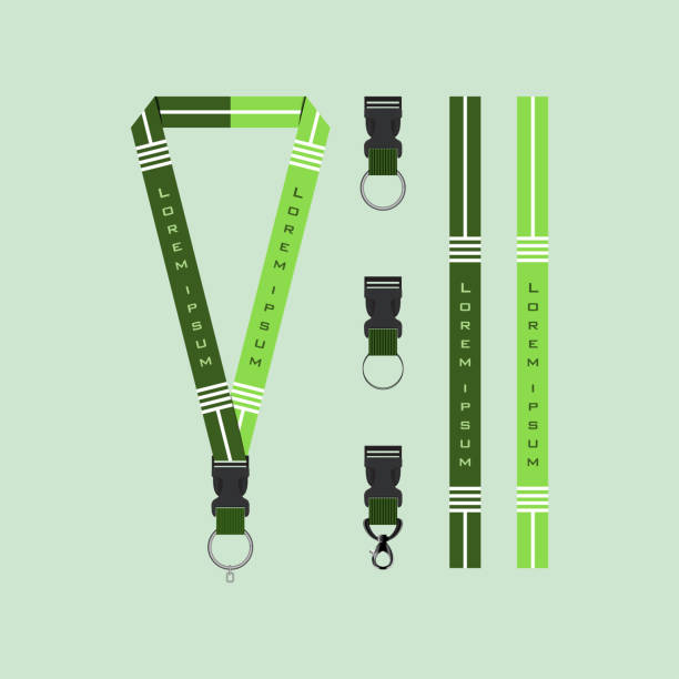 ilustrações de stock, clip art, desenhos animados e ícones de green line lanyard template set - symbol computer icon calendar icon set