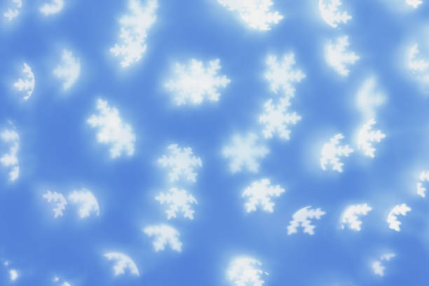 Christmas or New Year abstract magic lights background, white snowflakes bokeh on blue as winter holiday backdrop. Xmas mood aesthetic photo, blurred effect, celebration illumination, winter weather fondo de luces mágicas abstractas de navidad o año nuevo, copos de nieve blancos bokeh sobre azul como telón de fondo de las vacaciones de invierno. foto estética del estado de ánimo de navidad, efecto borroso, iluminación de celebración