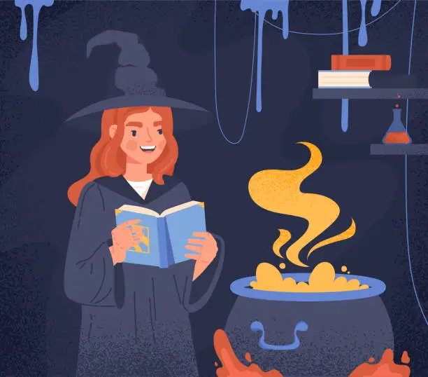 Vector illustration of Witch with potion