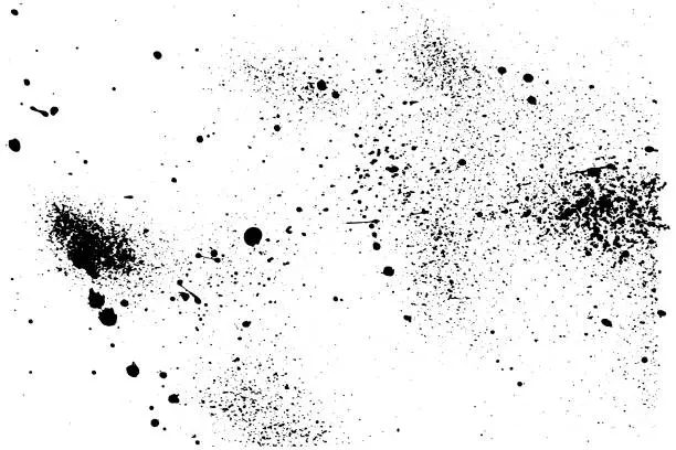 Vector illustration of Ink spray dots, paint brush drops, background. Vector illustration