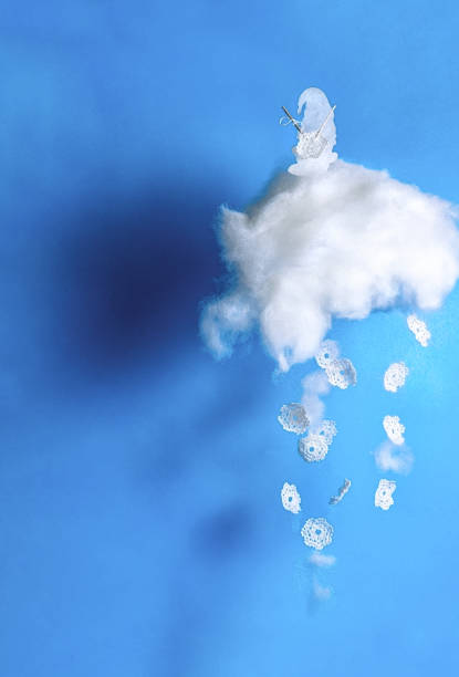 istock Crochet snowflakes and cloud. Christmas decoration handmade idea 1440729947