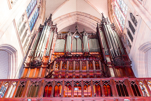 Paris, france, october 06, 2022 : great organ of Sainte Clotilde church, in Paris, France