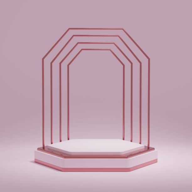 istock 3d rendering display product abstract minimal scene with geometric podium platform. stand for cosmetic products. Stage showcase on pedestal 3d studio. 1440732597