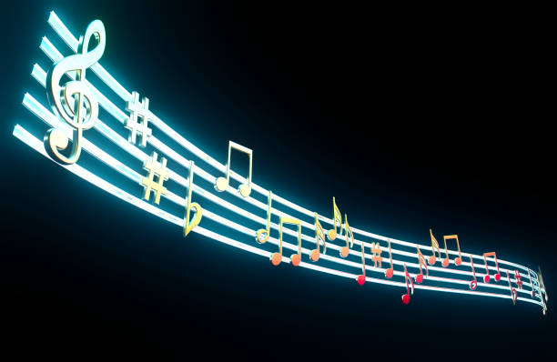 istock Gold Music Notes On Neon Lines 1440733995