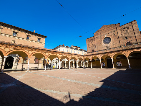 Bologna, Italy - Due Torri or Asinelli and Garisenda, symbols of medieval Emilia Romagna city.