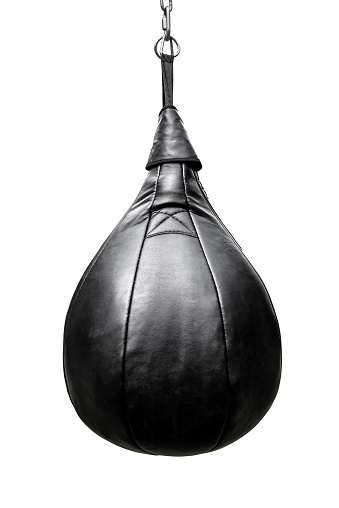 Black punching bag isolated on white backgrounds