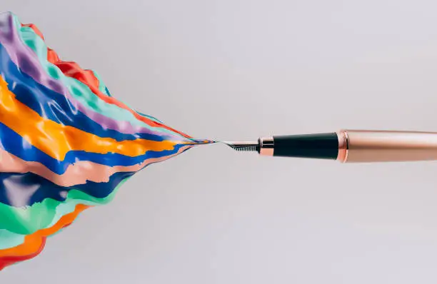 Photo of Fountain Pen And Colorful Ink Plume