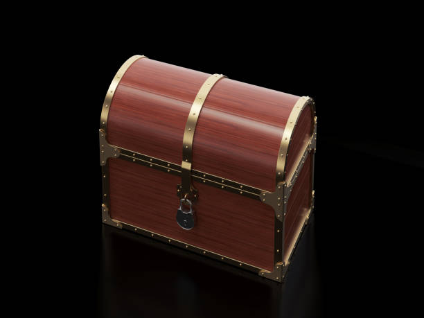 istock Wooden Treasure Chest On Black Background 1440735914