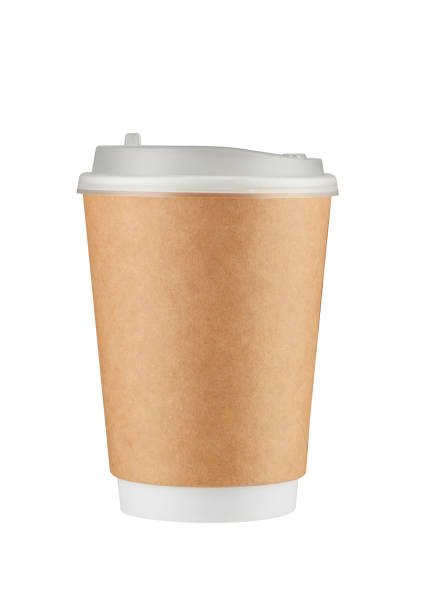 istock Brown paper coffee cup isolated on white background with clipping path. Real photo. 1440736214