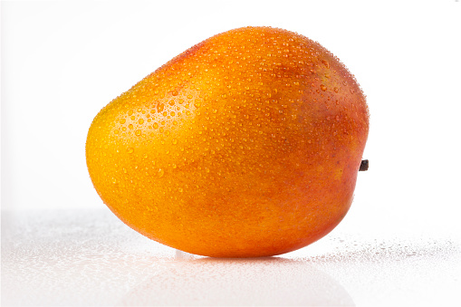 Mango slice on white background.