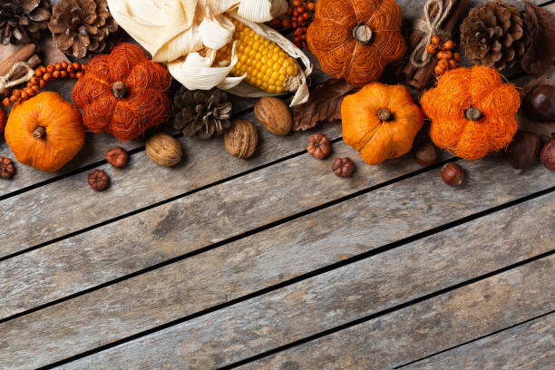 istock Autumn fall thanksgiving day composition with decorative pumpkins 1440737955