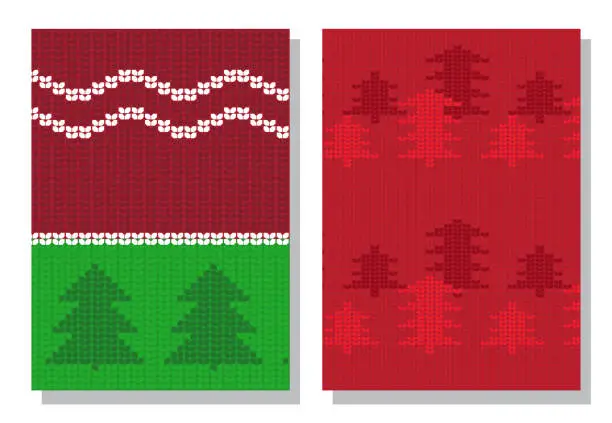 Vector illustration of Christmas and New Year holidays season background sale banner template design. Ugly sweater vector illustration. Winter knitted sweater pattern season offer banner.