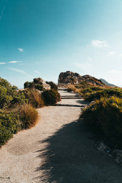 Pathway to Mirador de Es Colomer in Mallorca, Spain. Pathway to Mirador de Es Colomer in Mallorca, Spain. Very popular tourist destination. mirador stock pictures, royalty-free photos & images