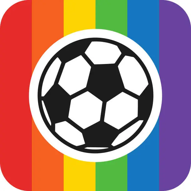 Vector illustration of Rainbow Pride Flag with football LGBT movement