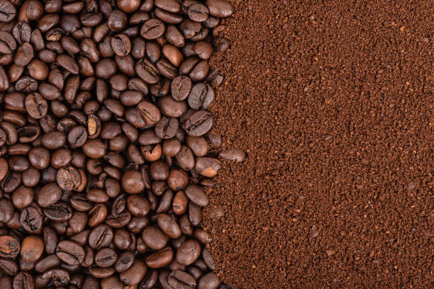 istock Horizontal, background of freshly roasted coffee beans and ground coffee. 1440753445