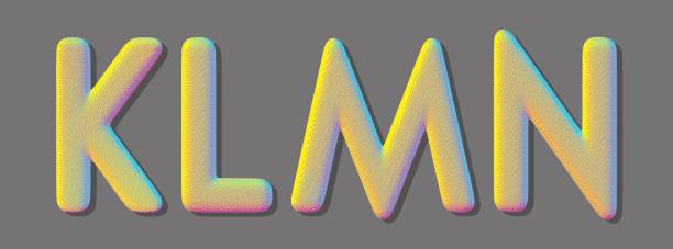 ilustrações, clipart, desenhos animados e ícones de letras k, l, m, n. arte voxel. elementos de design. ilustração vetorial 3d. - letter m alphabet three dimensional shape plastic