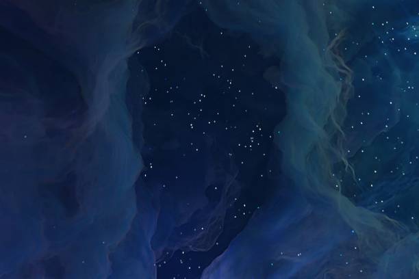 istock Computer drawn illustration of particles with a dark background 1440757150