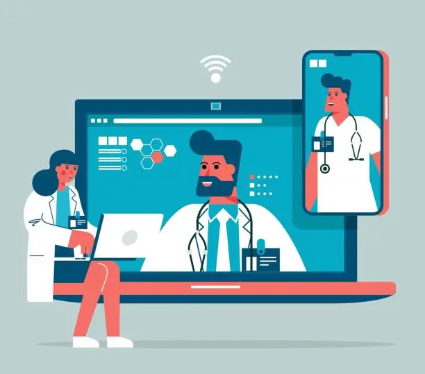 Vector illustration of Online meeting - Medical And Healthcare