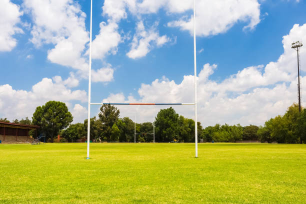 istock Empty rugby field on a sunny day 1440758431