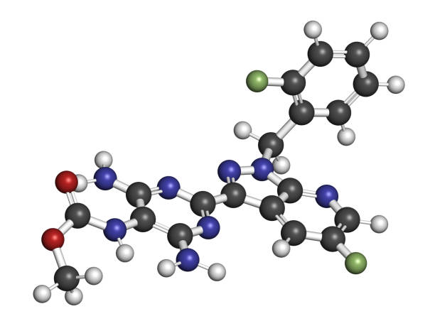 vericiguat molécula de fármaco para la insuficiencia cardíaca. renderizado 3d. - nitric oxide fotografías e imágenes de stock