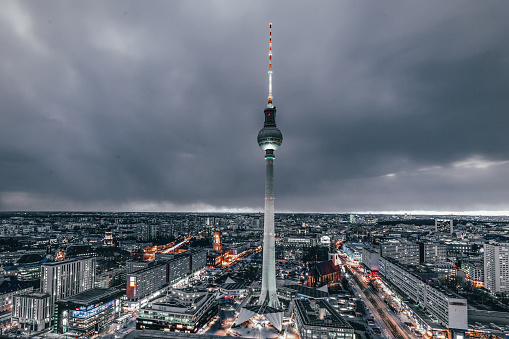 The Berlin tv tower on a gloomy day