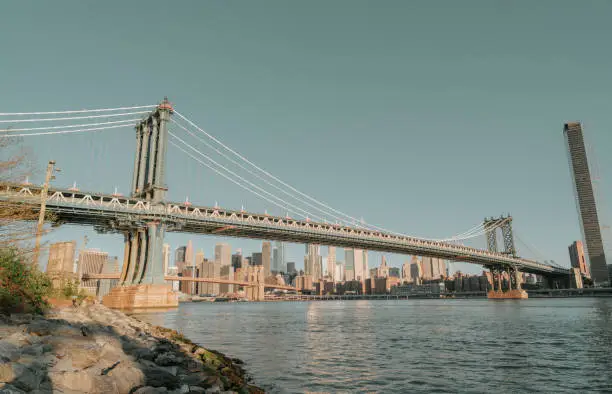 Photo of Panoramic view of Brooklyn Bridge and East river in New York, USA