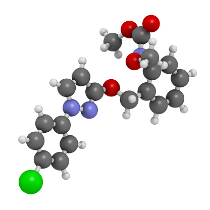 A molecular model of Bisphenol A or BPA.  It is a common building block in the production of many epoxy resins and plastics including polycarbonate plastic. As such it is present in a huge range of food packaging and household products. There are now concerns about its health effects, particularly its effect on children, infants and fetuses.   Isolated on white.