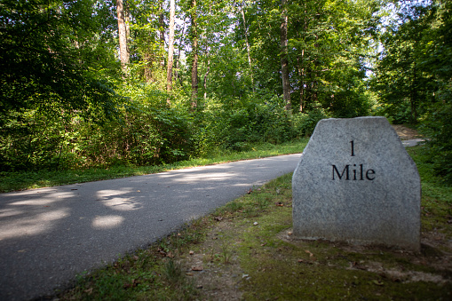 The one mile marker on Greenway in Surry County, North Carolina