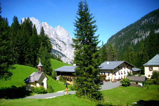 landschaft des nationalparks berchtesgaden in ramsau, deutschland - berchtesgaden stock-fotos und bilder