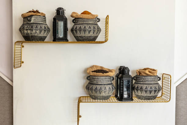 istock Antique planter ceramics with the white wall on the background 1440767762