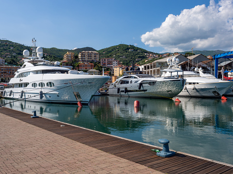 Varazz, Italy – July 16, 2021: A beautiful view of yachts in Varazze, Liguria, Italy