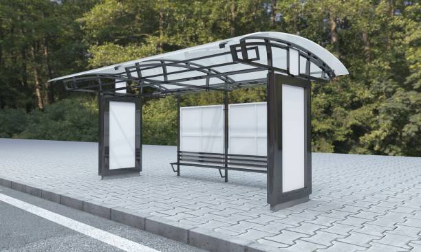 istock 3D rendering of a bus stop with empty advertising boards for your images or text 1440768634