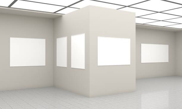 istock 3D rendering of an art gallery with empty frames for your images/text/art 1440771136