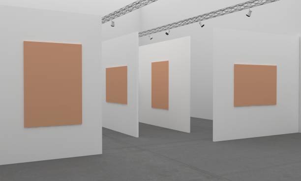 istock 3D rendering of an art gallery with empty frames for your images/text/art 1440771290