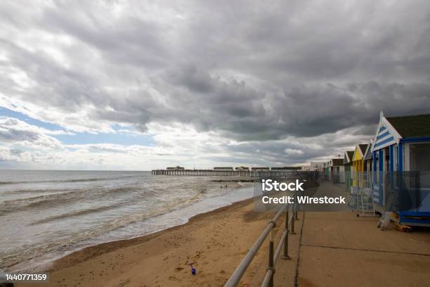 Beautiful View Of Calshot Beach Under A Cloudy Sky In Southampton Uk Stock Photo - Download Image Now