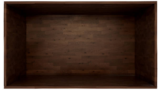 istock Dark Wooden 3D Rendered Box Shape with Clipping Path 1440774566
