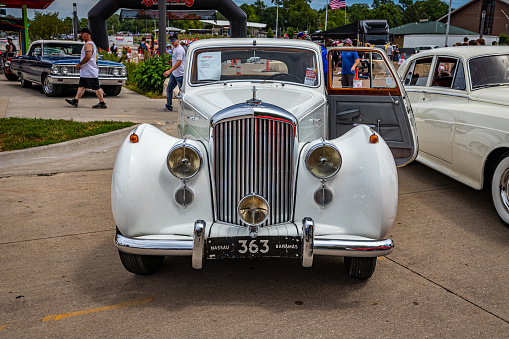 Moscow, Russia - May 6, 2012: Retro motor car Rolls-Royce Silver Cloud in the city street.