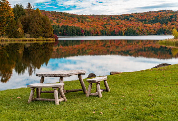 istock Wooden table and stools by Silver Lake Vermont 1440775044
