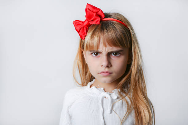 Angry little girl portrait