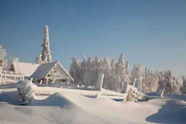istock Frosty day in the village. 1440775992