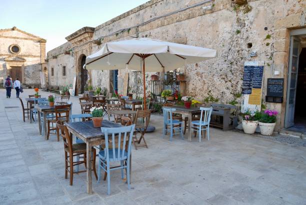 istock Marzamemi, Itay. Main square and charming restaurant in province Syracuse, Sicily. 1440776056