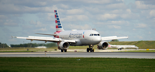 Chica, United States – July 02, 2021: An American Airlines plane taxiing on the runway after landing at Chicago O'Hare international airport